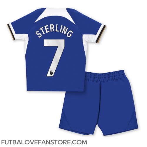 Chelsea Raheem Sterling #7 Domáci Detský futbalový dres 2023-24 Krátky Rukáv (+ trenírky)